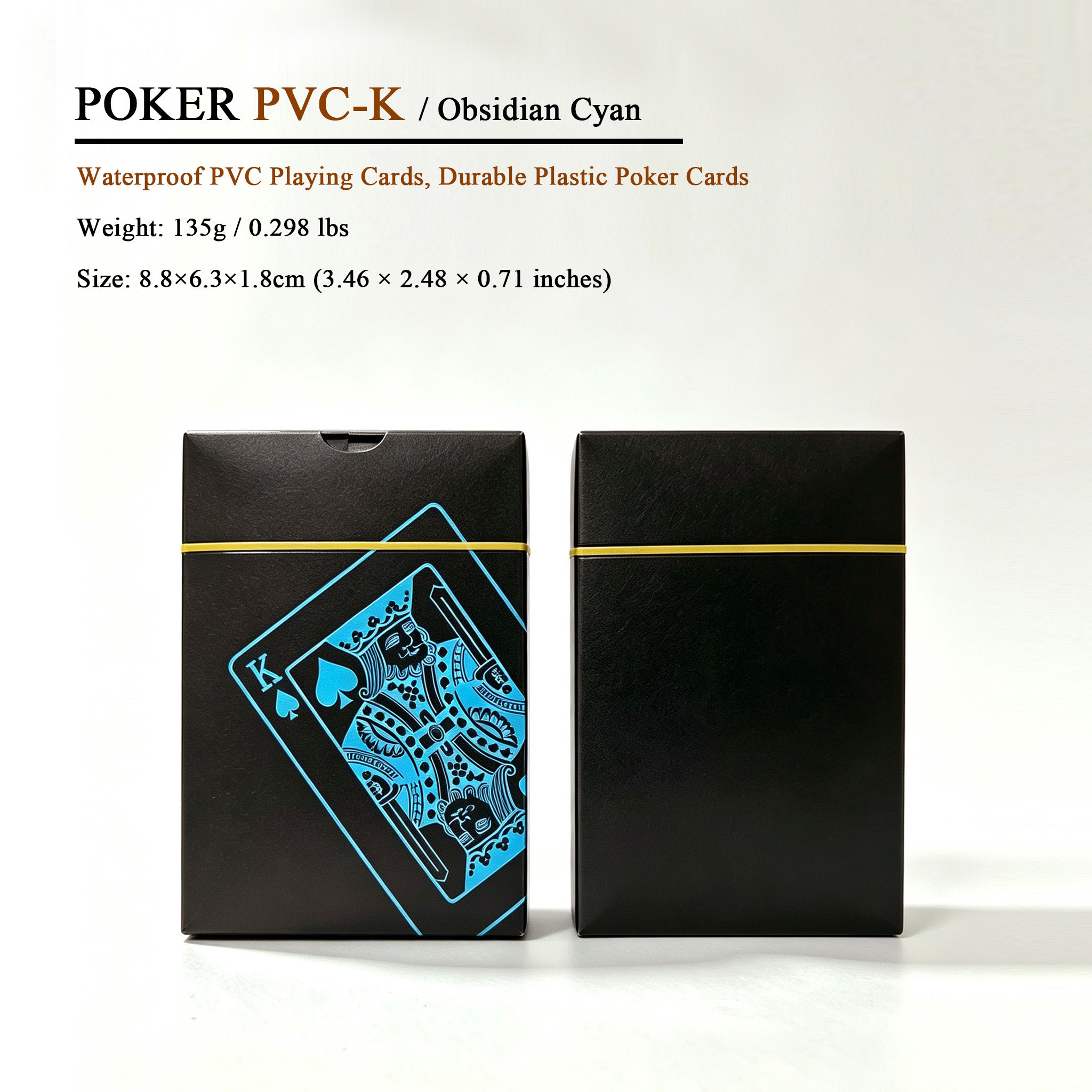 Obsidian Cyan Waterproof Plastic Playing Cards – PVC-K Poker Deck，Set of 5