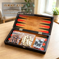 Wooden Chess Set 3-in-1 Foldable Game, Checkers Backgammon