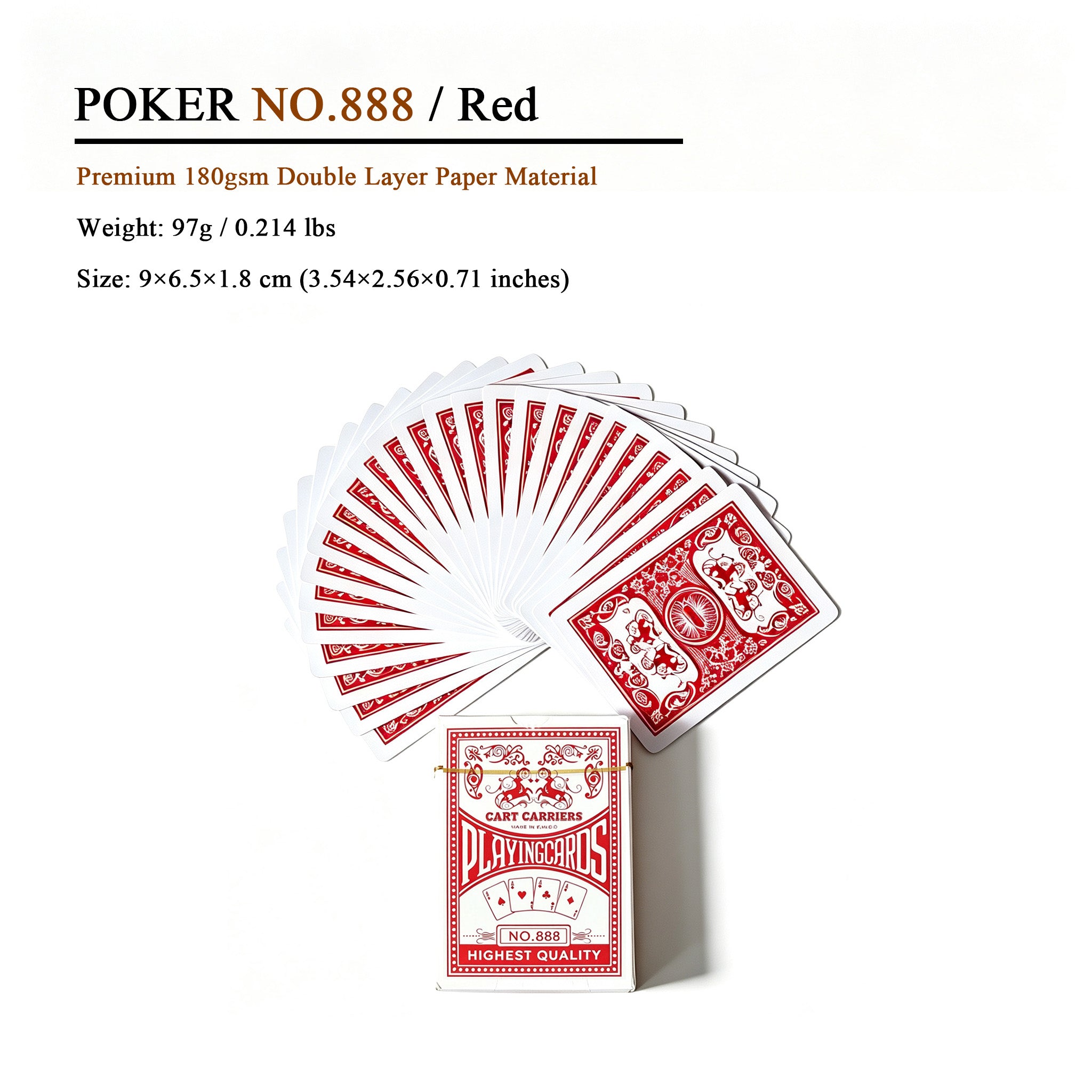 No.888 Classic Poker Playing Cards - Premium Paper Deck, Set of 6