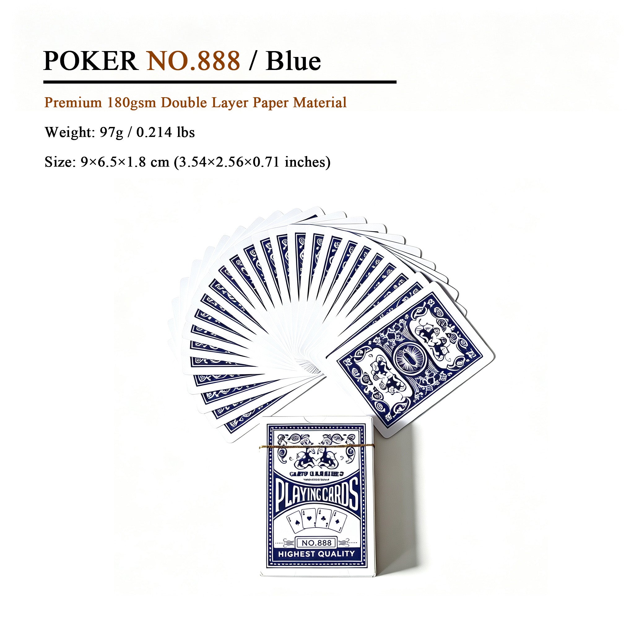 No.888 Classic Poker Playing Cards - Premium Paper Deck, Set of 6