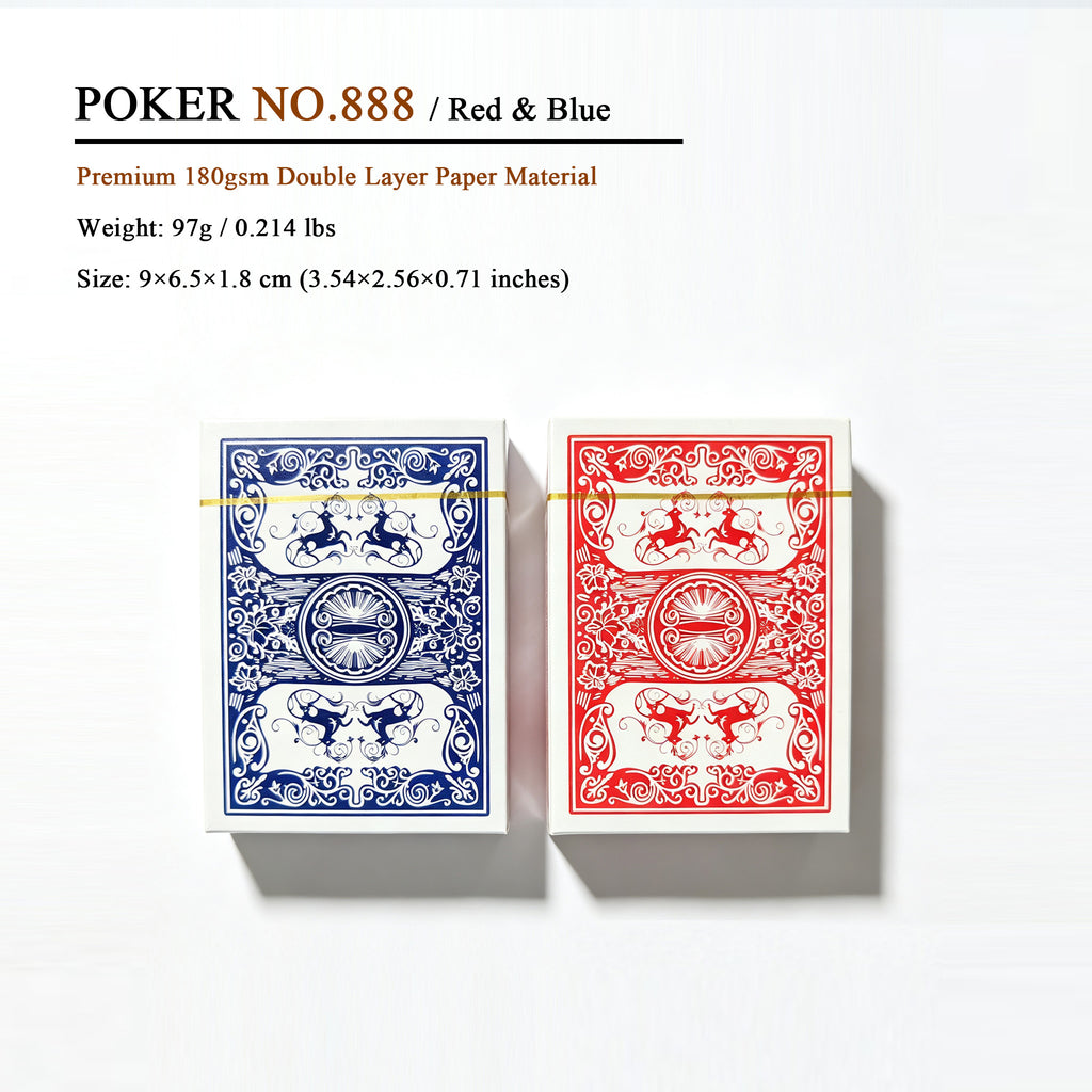 No.888 Classic Poker Playing Cards - Premium Paper Deck, Set of 6