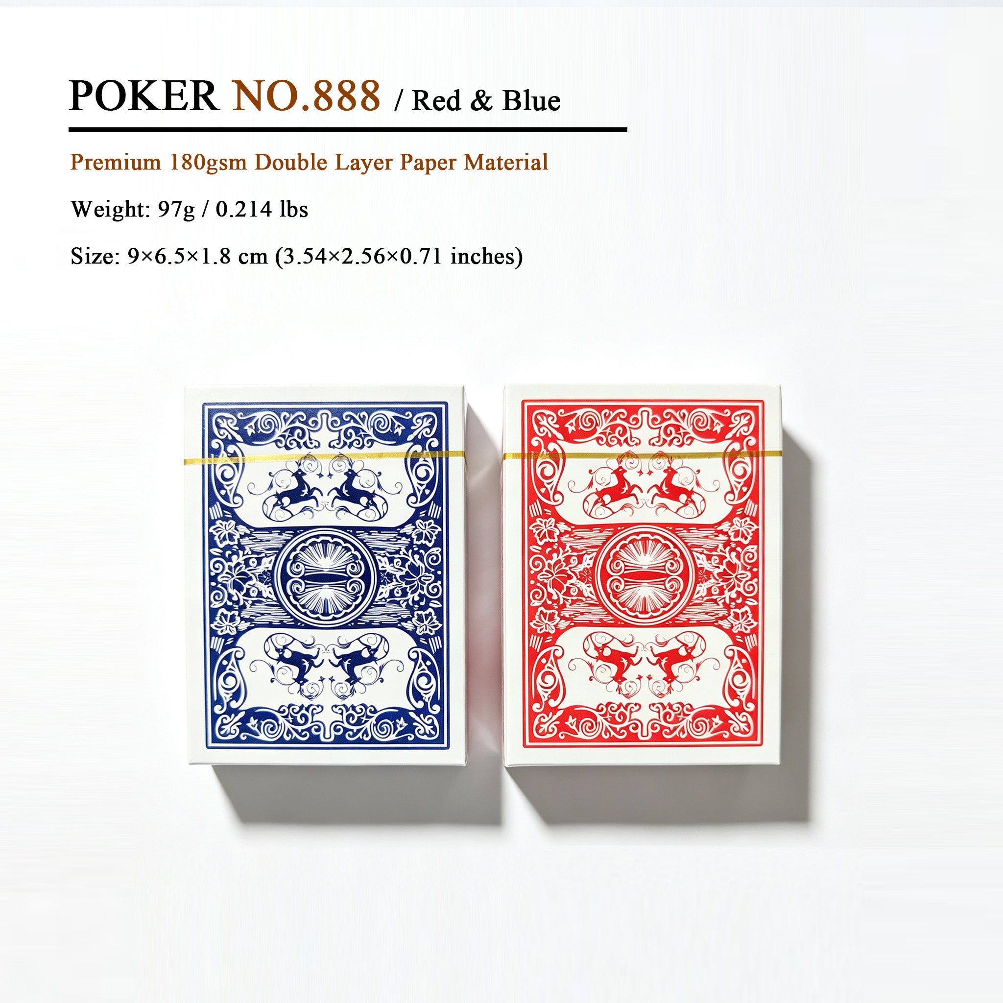 No.888 Classic Poker Playing Cards - Premium Paper Deck, Set of 6
