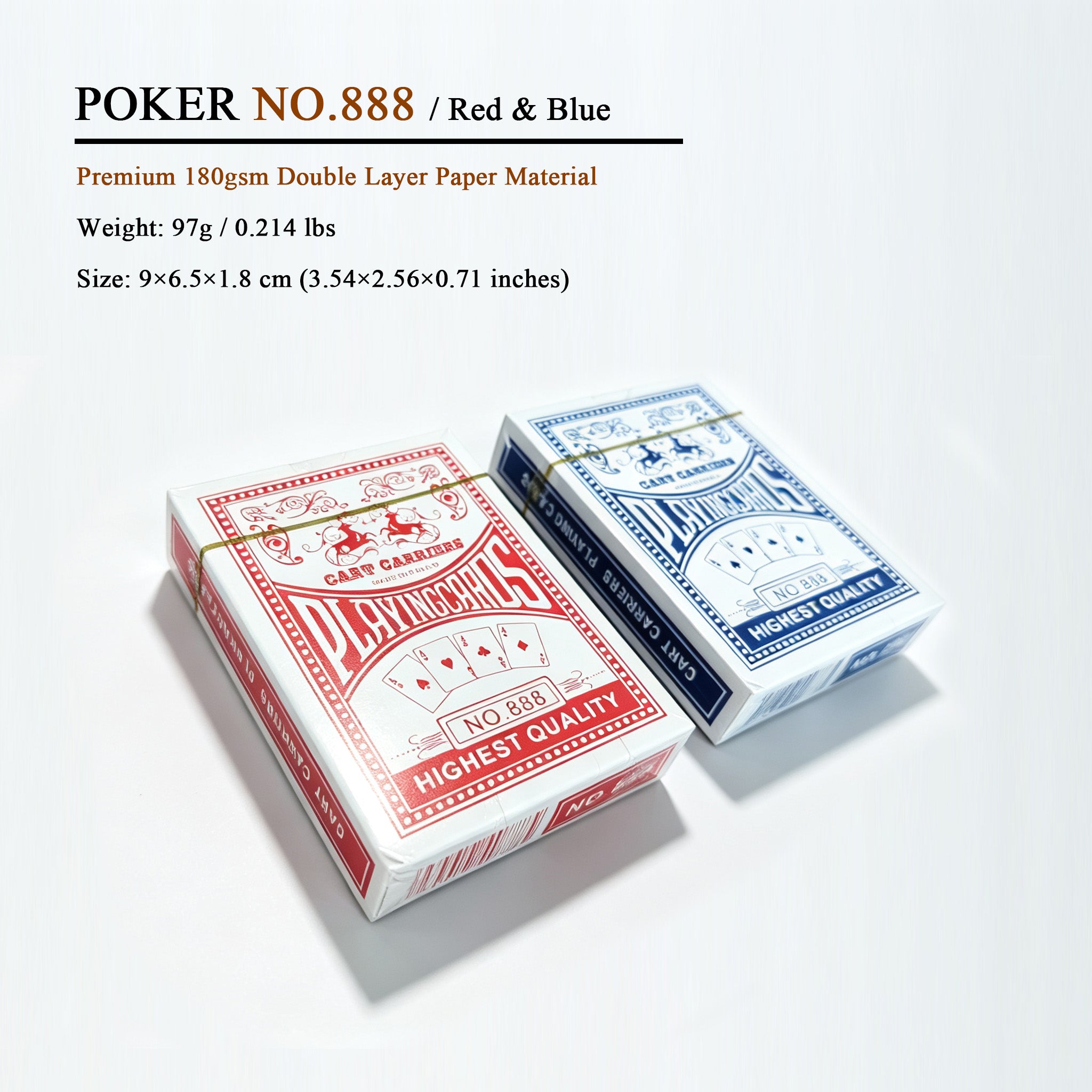 No.888 Classic Poker Playing Cards - Premium Paper Deck, Set of 6